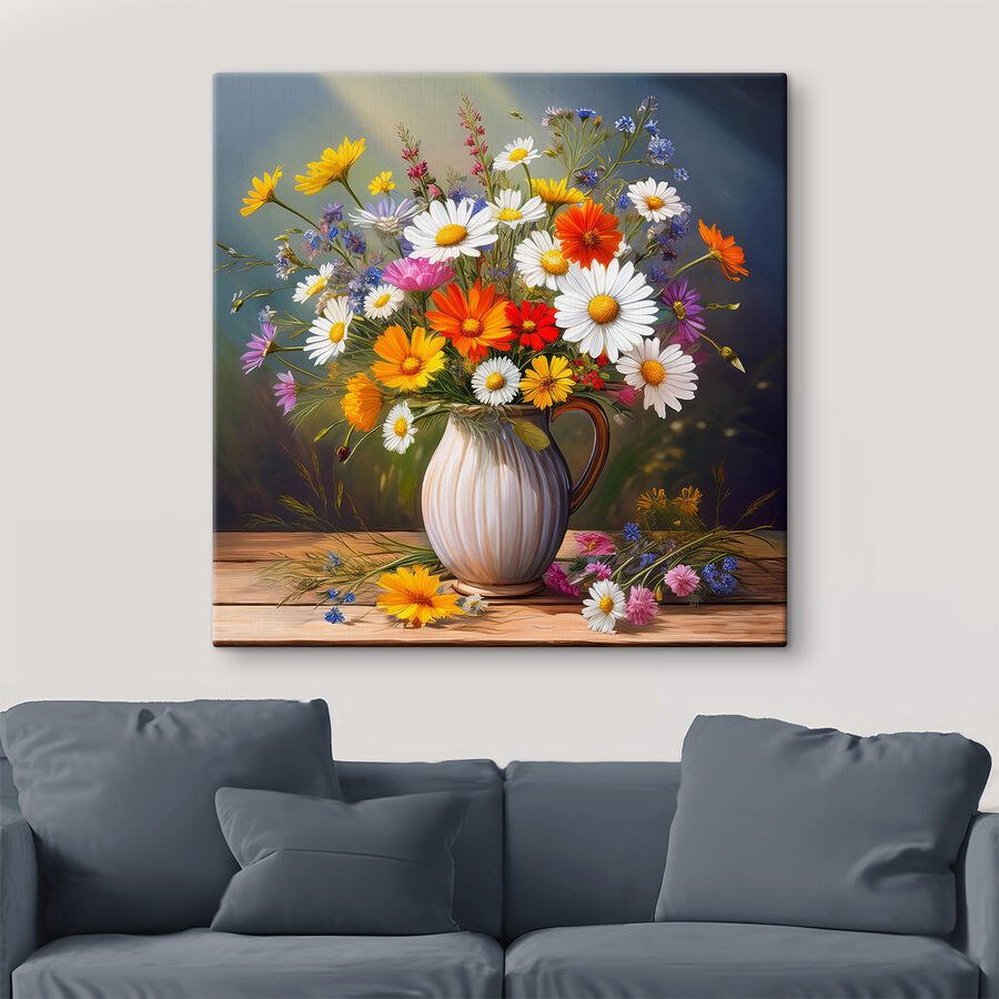 Peinture d'un vase de fleurs