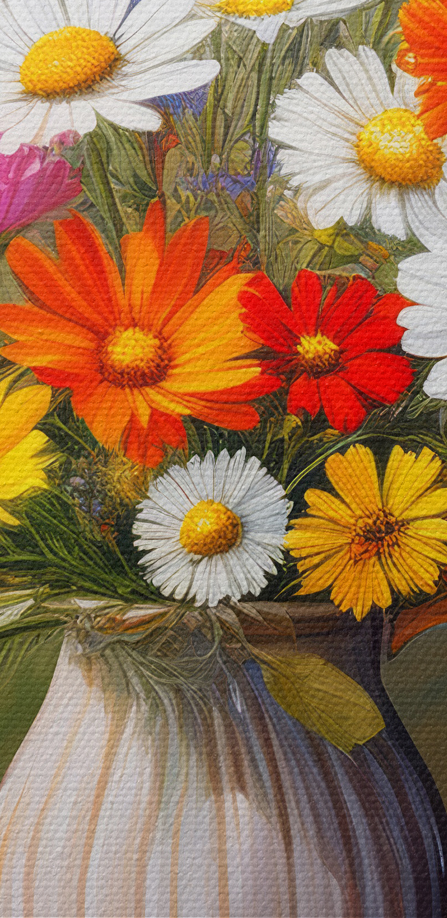 Peinture d'un vase de fleurs