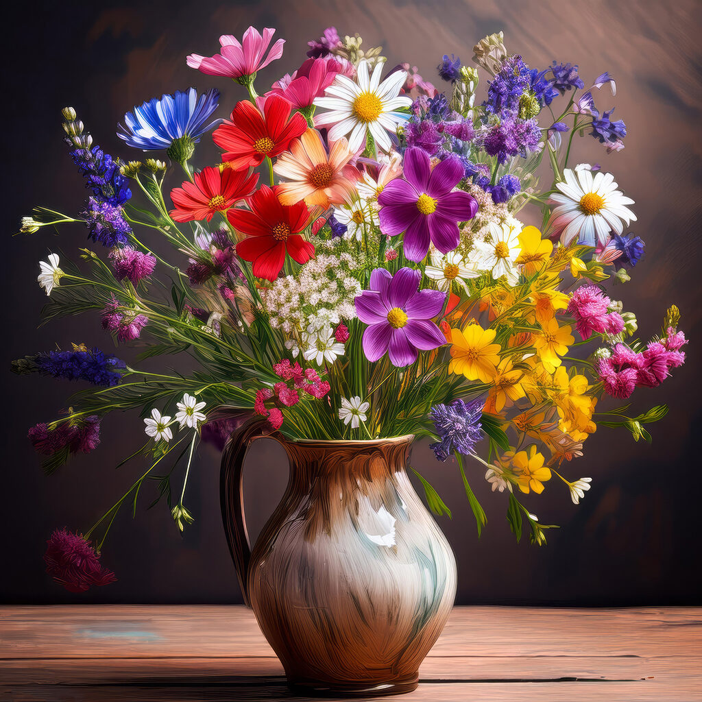 Vase of flowers on a table