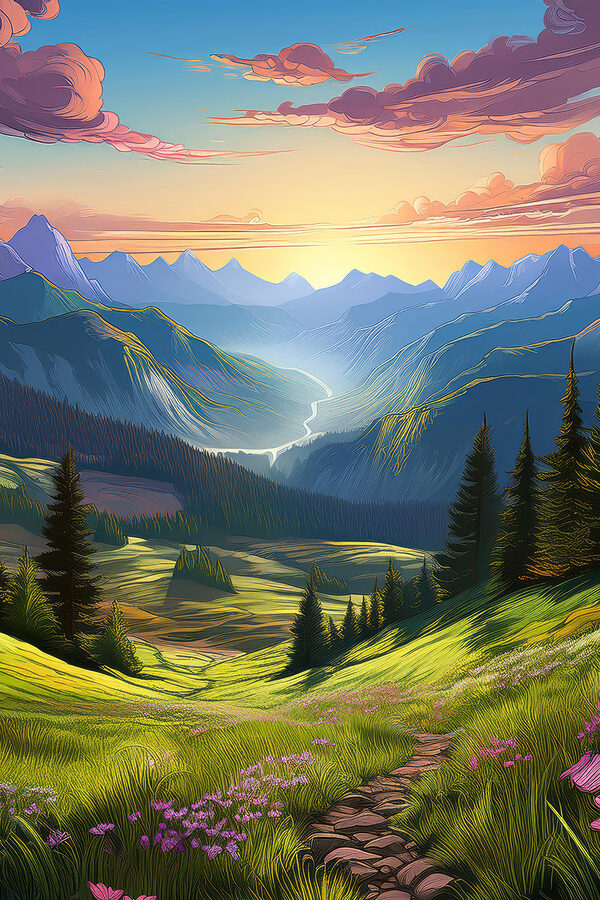Paysage de montagnes et d'arbres Paysage de montagnes et d'arbres