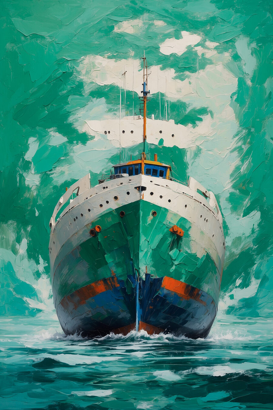 Peinture d'un bateau dans l'eau