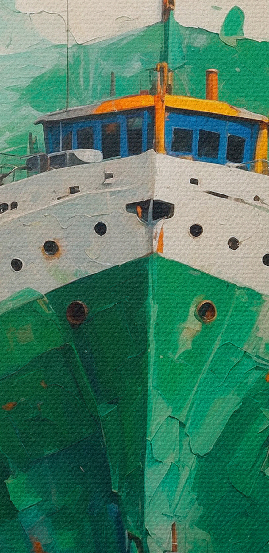 Peinture d'un bateau dans l'eau