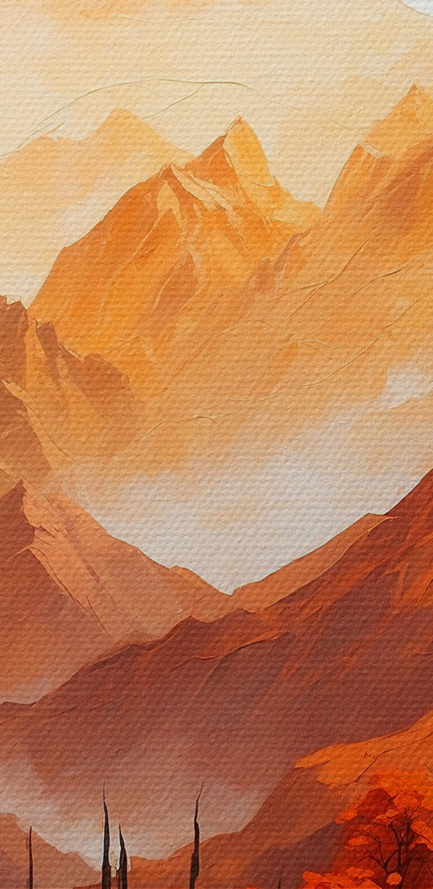 Peinture d'un temple dans les montagnes