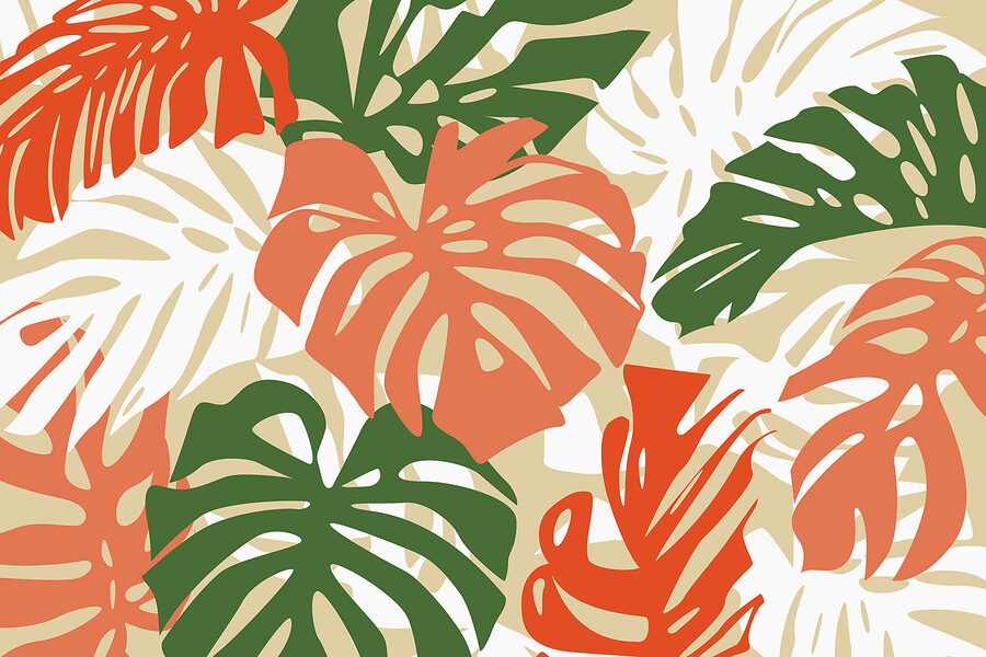 Motif de feuilles sur fond blanc