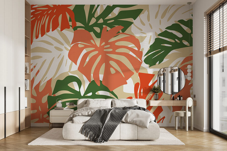 Motif de feuilles sur fond blanc