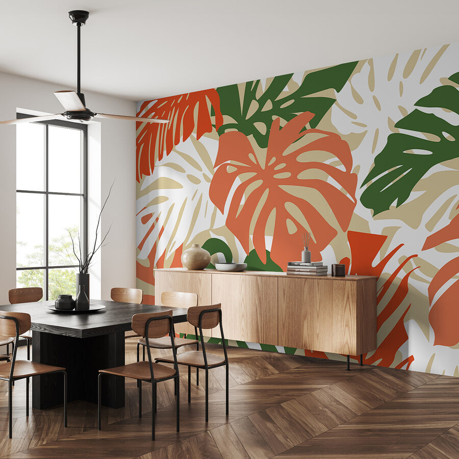 Motif de feuilles sur fond blanc