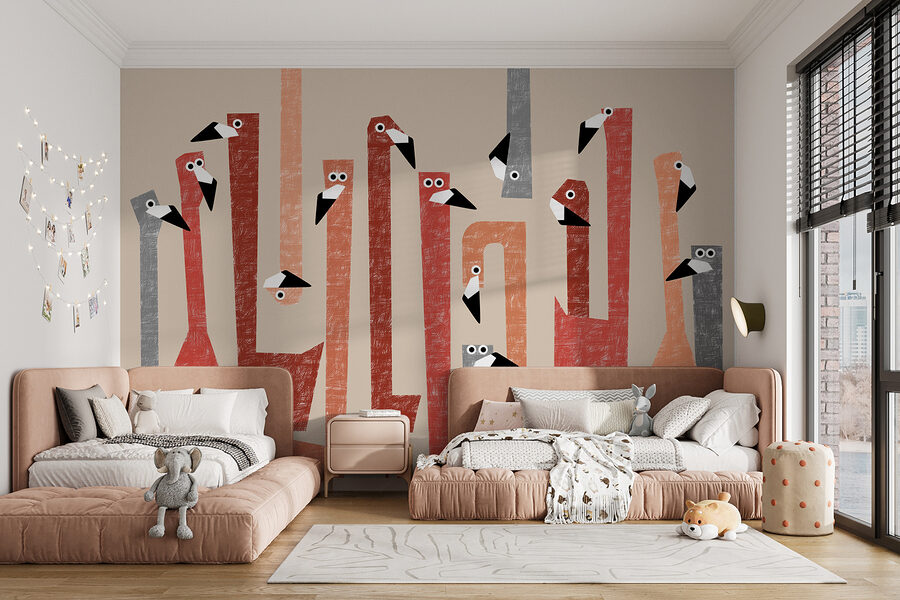 Groupe d'oiseaux aux formes colorées différentes
