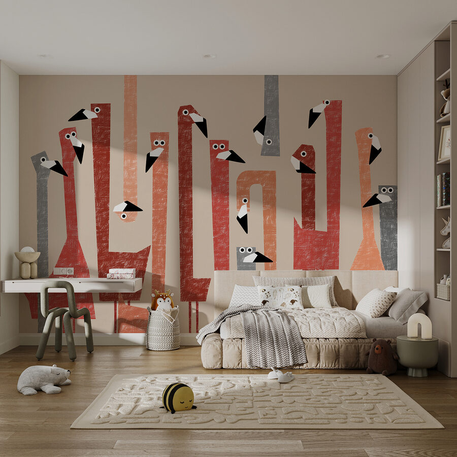 Groupe d'oiseaux aux formes colorées différentes