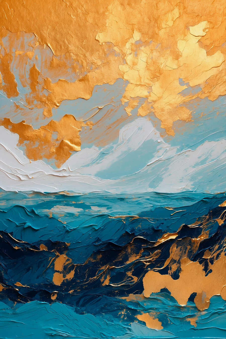 Toile océanique d'azur et d'ambre