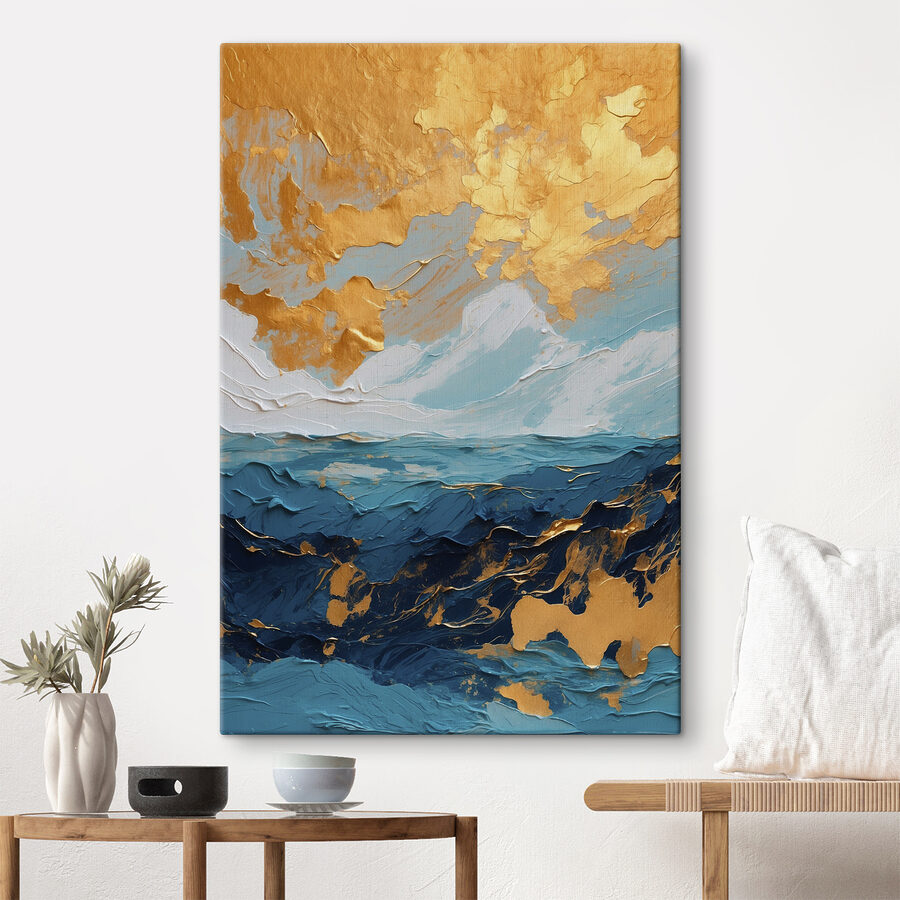 Toile océanique d'azur et d'ambre