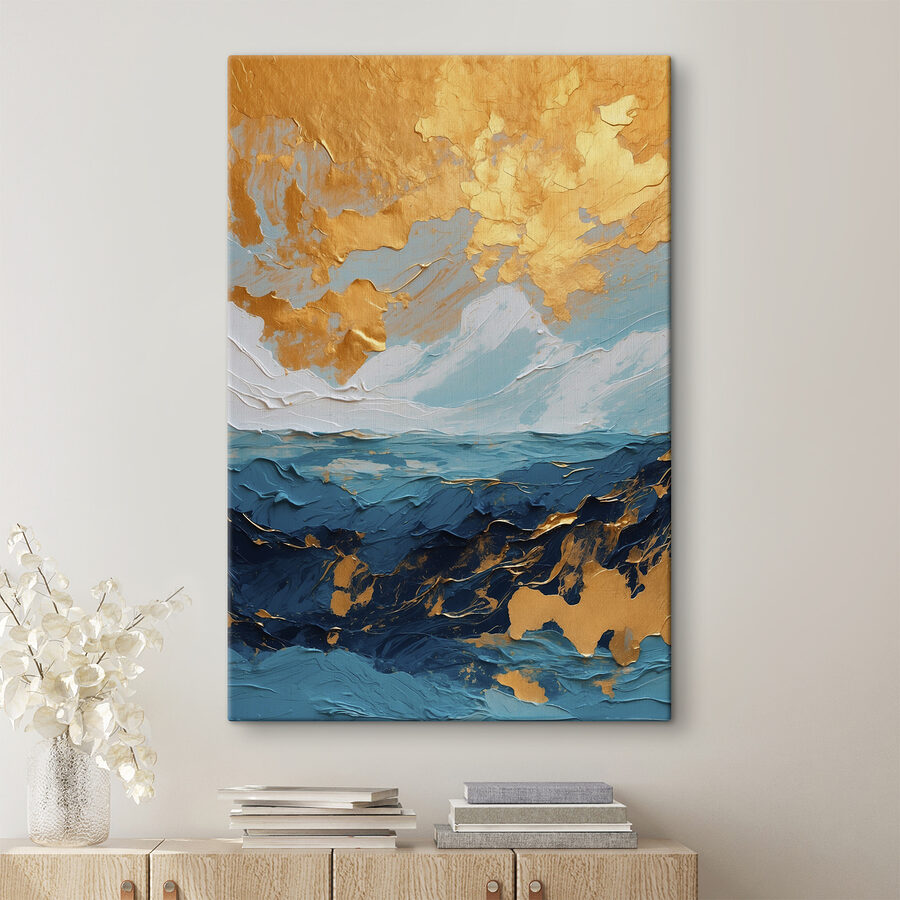 Toile océanique d'azur et d'ambre