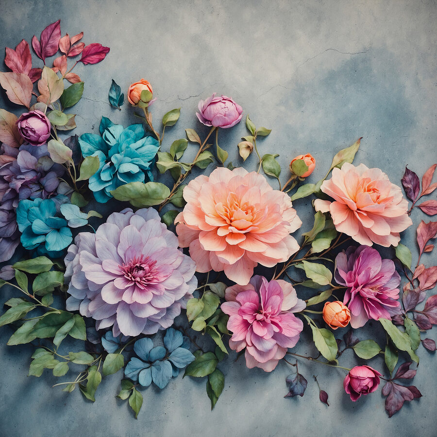 Groupe de fleurs colorées