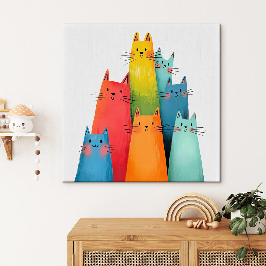 Groupe de chats de couleurs différentes