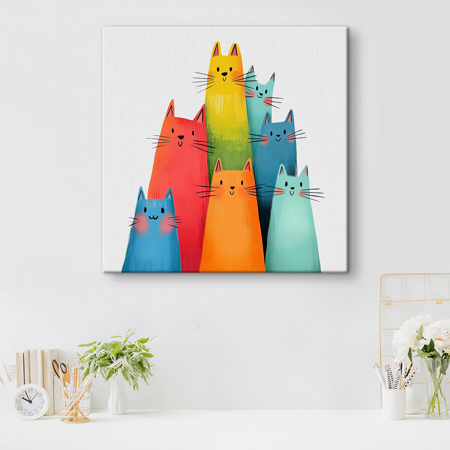 Groupe de chats de couleurs différentes