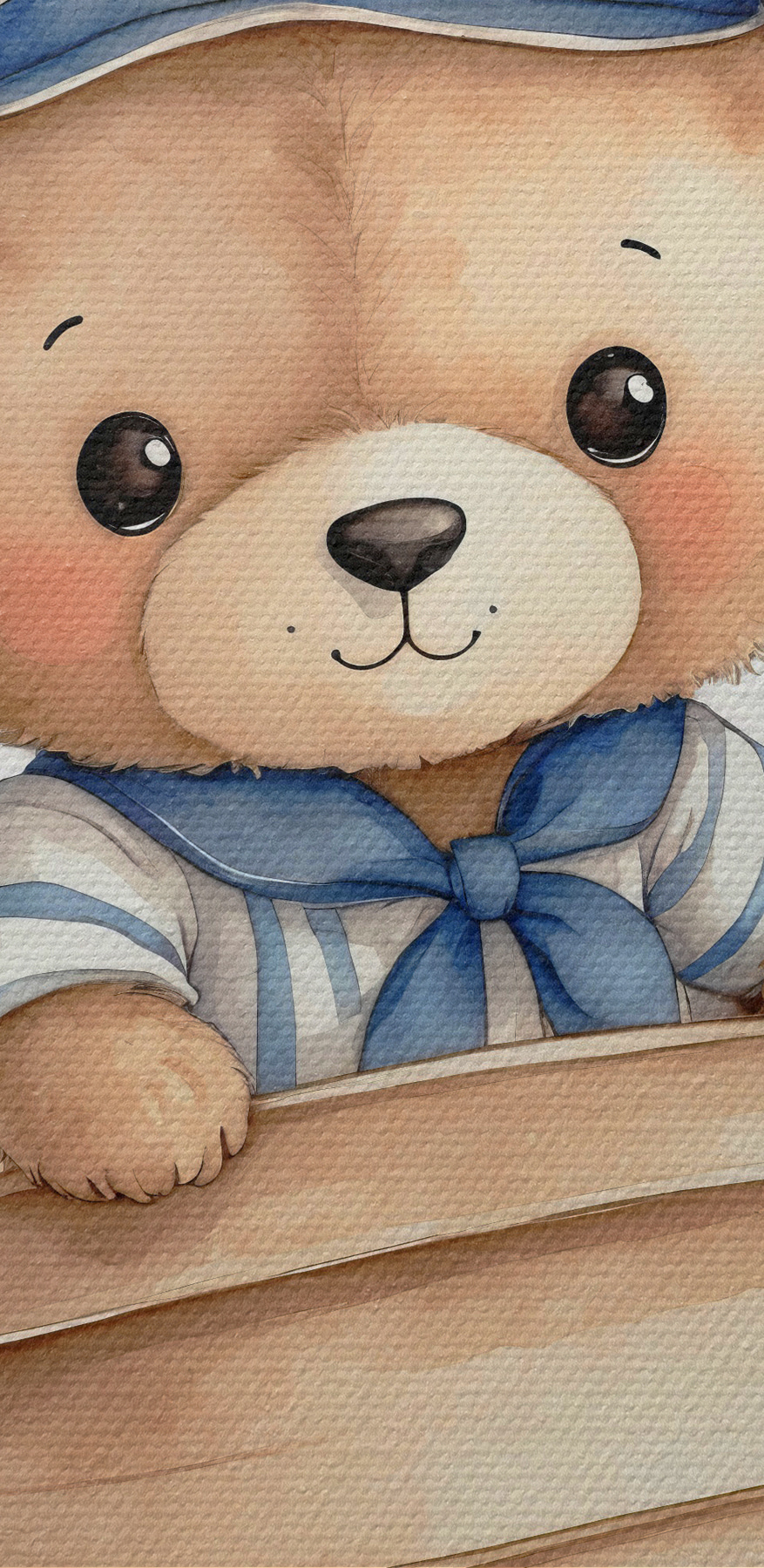 Aquarelle d'un ours en peluche dans un bateau