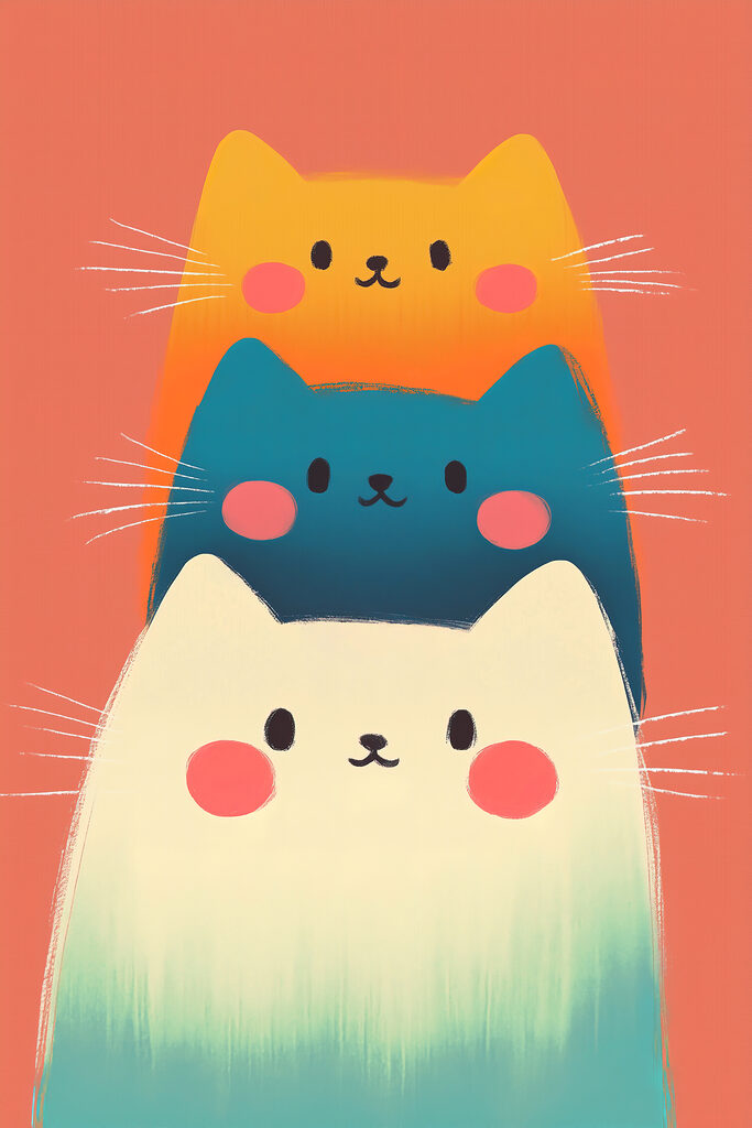 Group of cats on a pink background