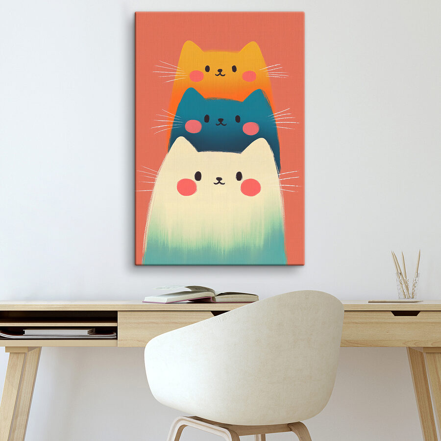 Groupe de chats sur fond rose Groupe de chats sur fond rose