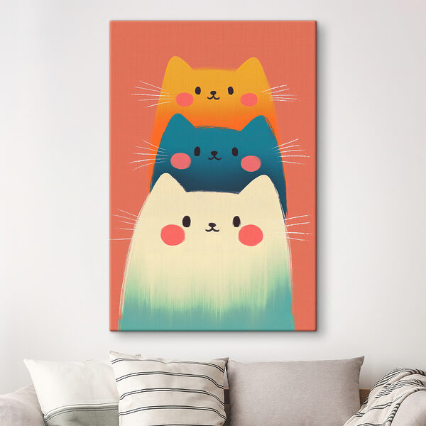 Groupe de chats sur fond rose Groupe de chats sur fond rose