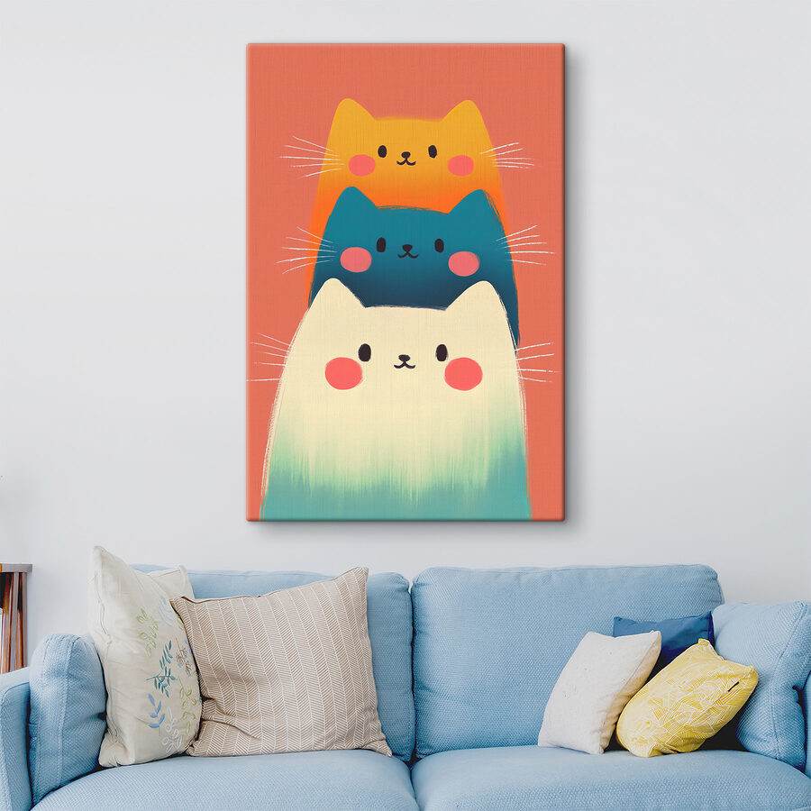 Groupe de chats sur fond rose Groupe de chats sur fond rose