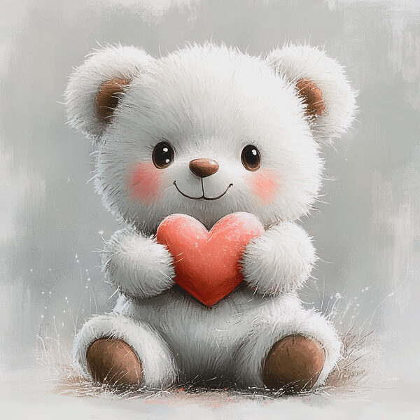 Ourson blanc tenant un coeur Ourson blanc tenant un coeur