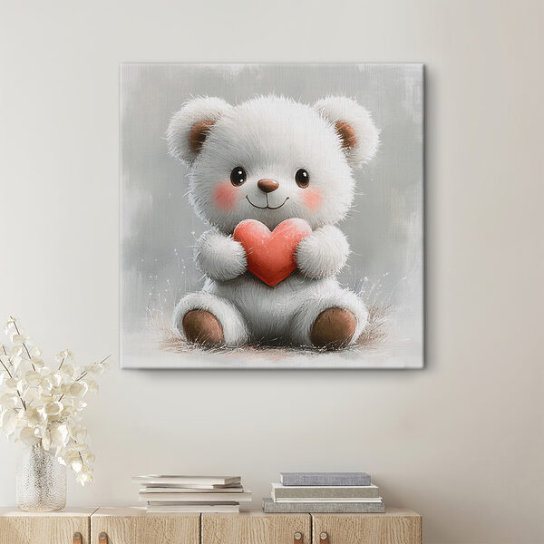 Ourson blanc tenant un coeur Ourson blanc tenant un coeur
