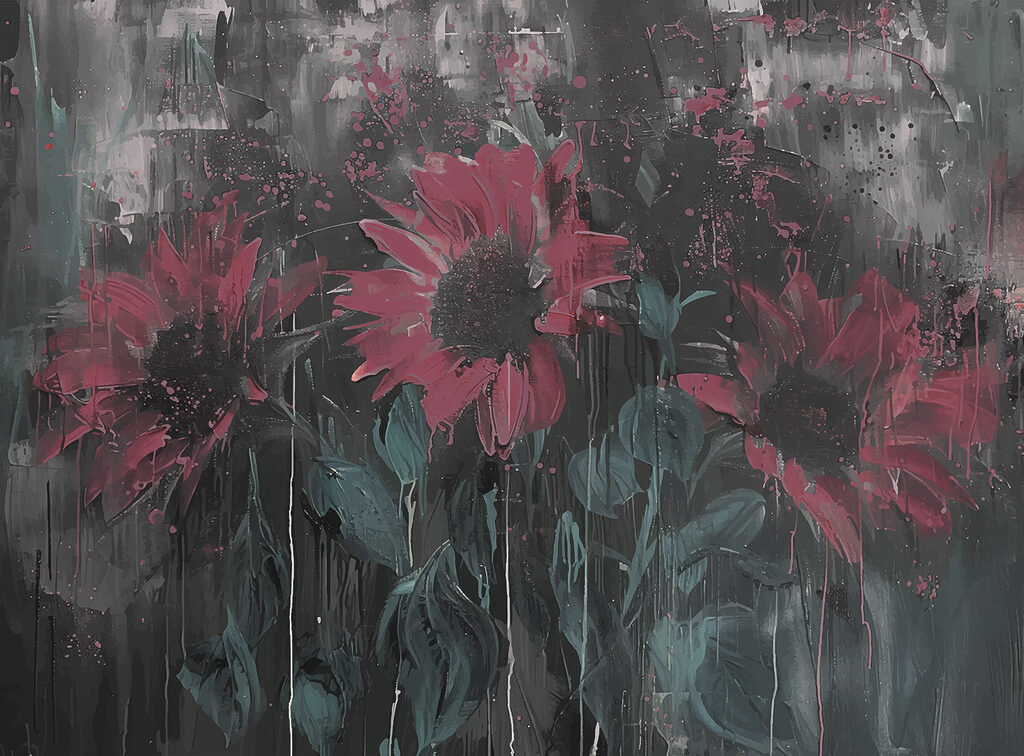 Peinture de fleurs sur un mur Peinture de fleurs sur un mur