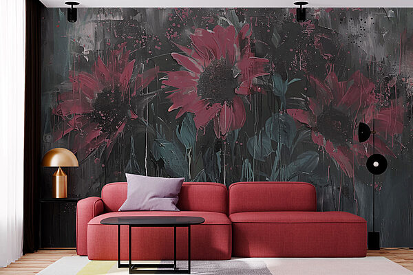 Peinture de fleurs sur un mur Peinture de fleurs sur un mur