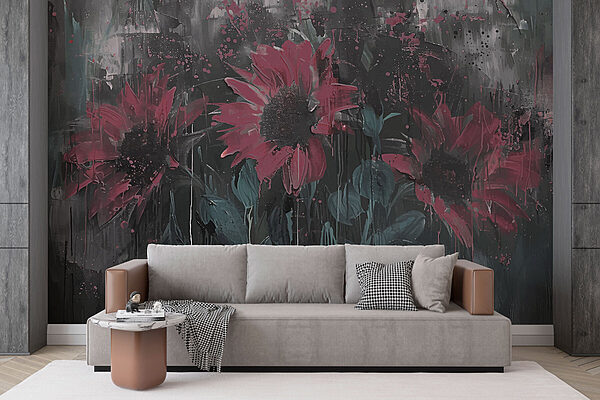 Peinture de fleurs sur un mur Peinture de fleurs sur un mur