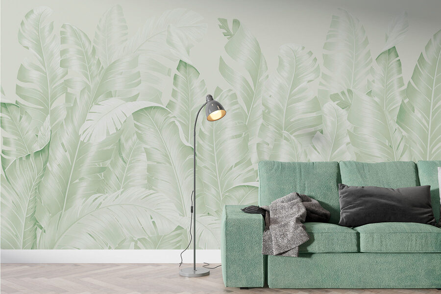 Groupe de feuilles sur fond blanc