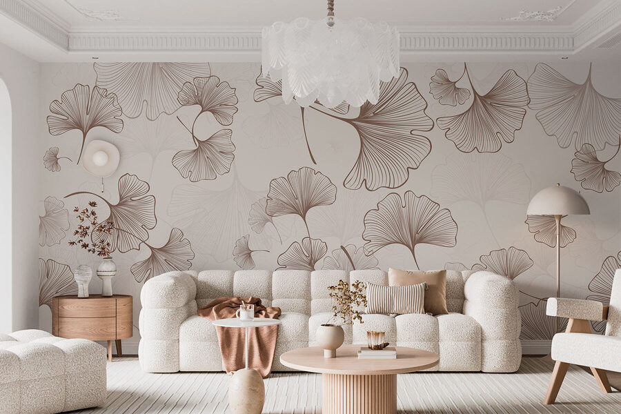Motif de feuilles sur fond blanc