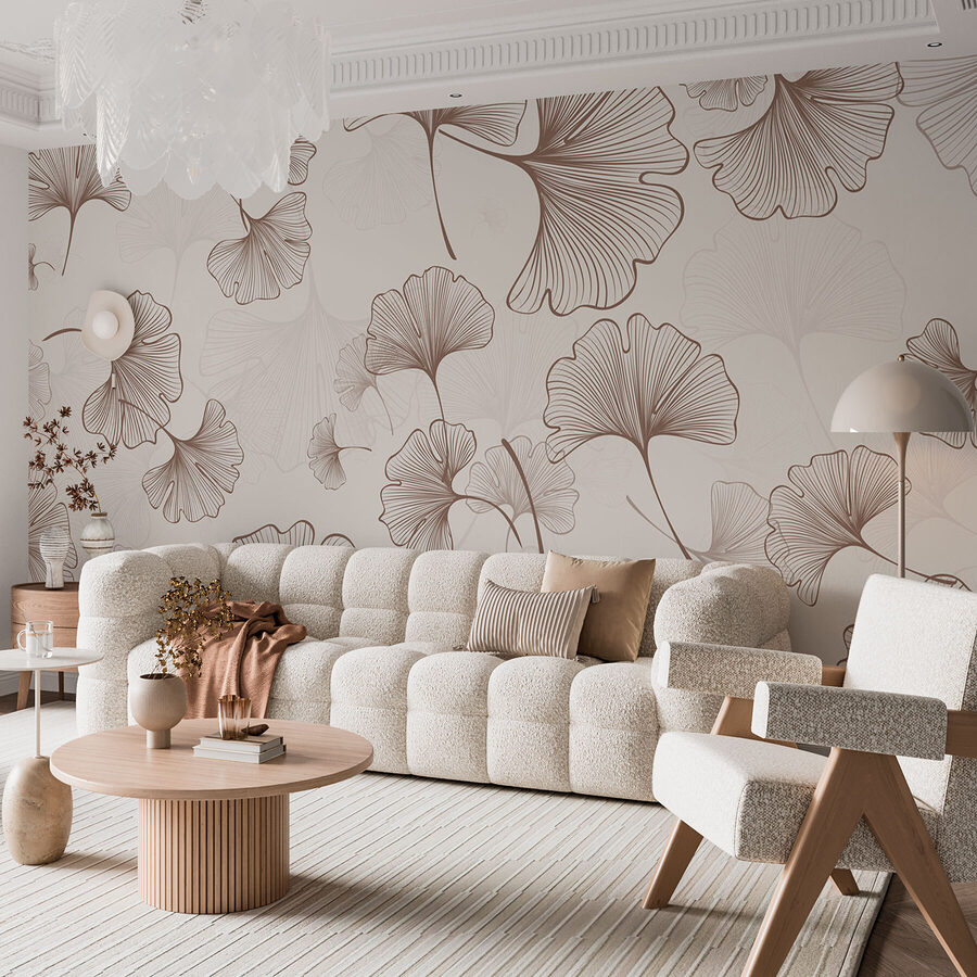 Motif de feuilles sur fond blanc