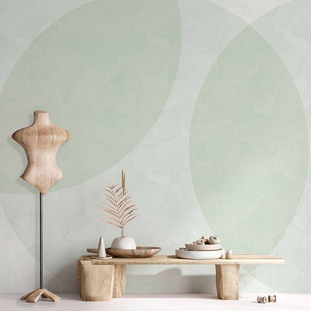 White and green background with circles and lines