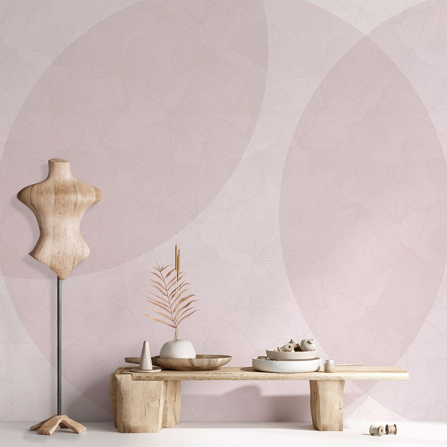 Fond blanc et rose avec des cercles