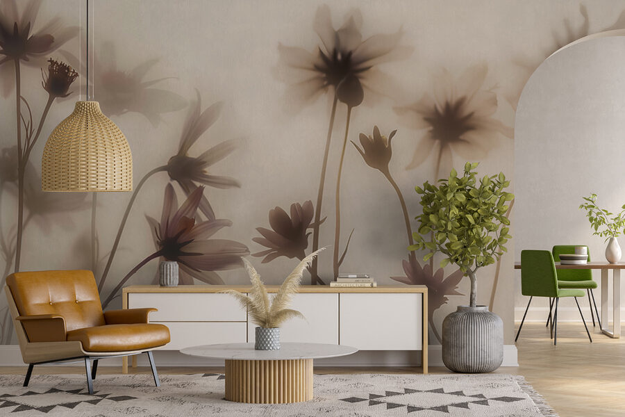 Groupe de fleurs sur fond flou