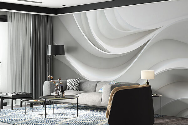 Mur blanc aux lignes courbes Mur blanc aux lignes courbes