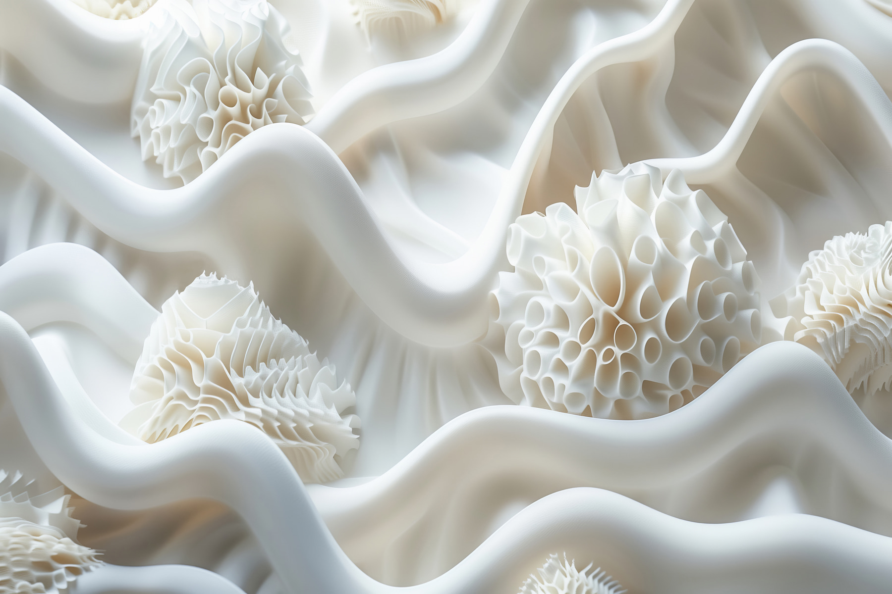 White fabric with white balls White fabric with white balls