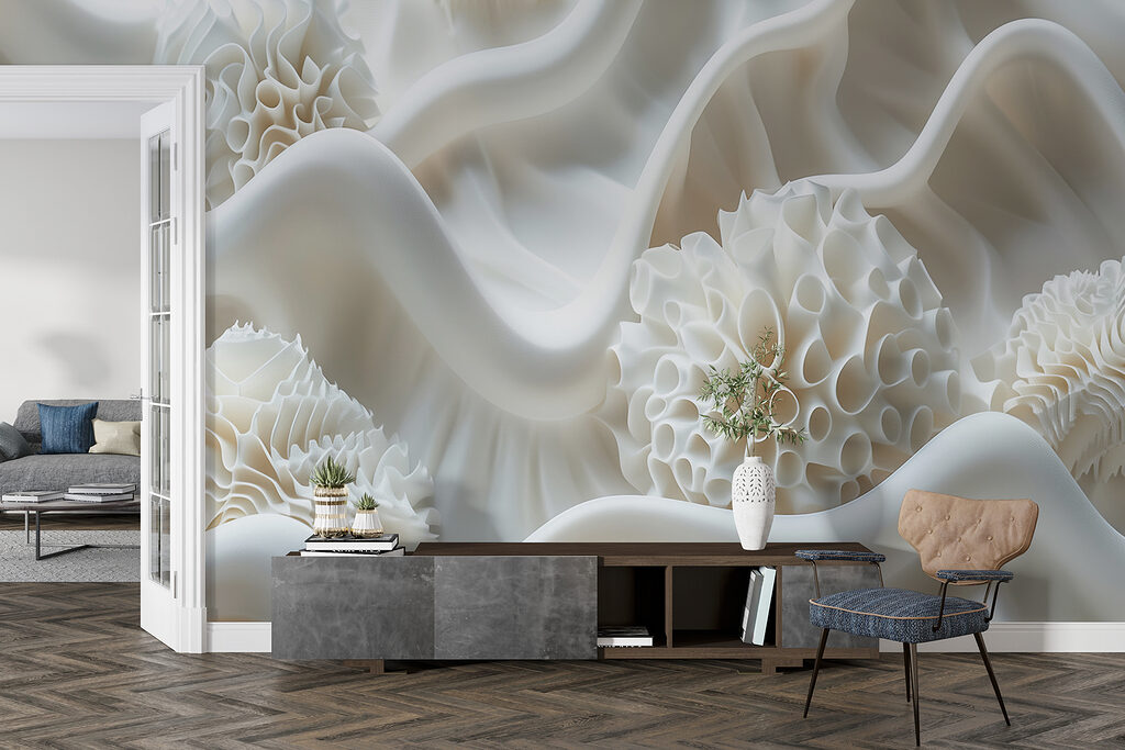 White fabric with white balls White fabric with white balls