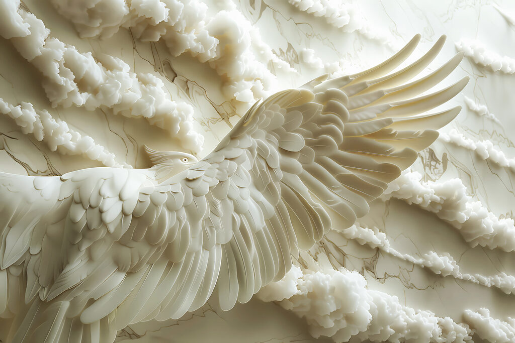 Oiseau blanc aux ailes déployées Oiseau blanc aux ailes déployées