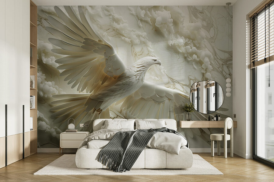 Oiseau blanc volant dans les airs