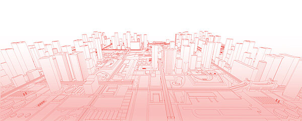 Dessin d'une ville en rouge Dessin d'une ville en rouge