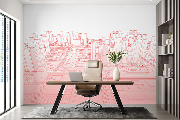 Dessin d'une ville en rouge Dessin d'une ville en rouge