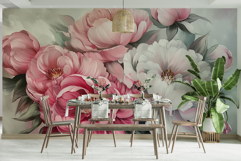 Group of flowers with leaves