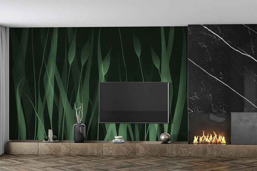 Herbe verte sur fond noir