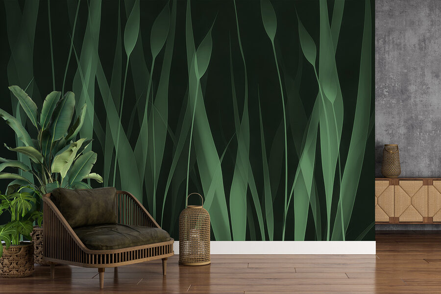 Herbe verte sur fond noir