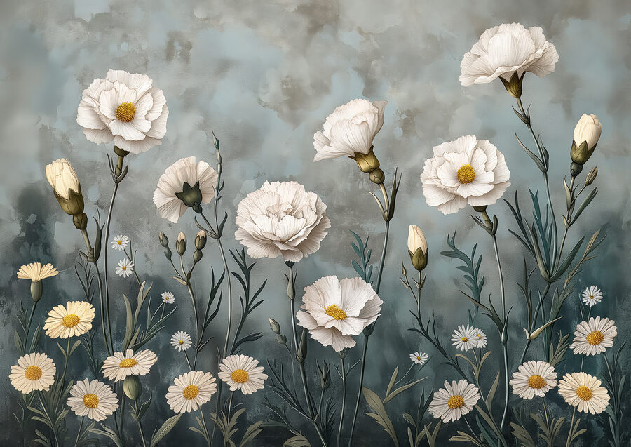 Peinture de fleurs blanches
