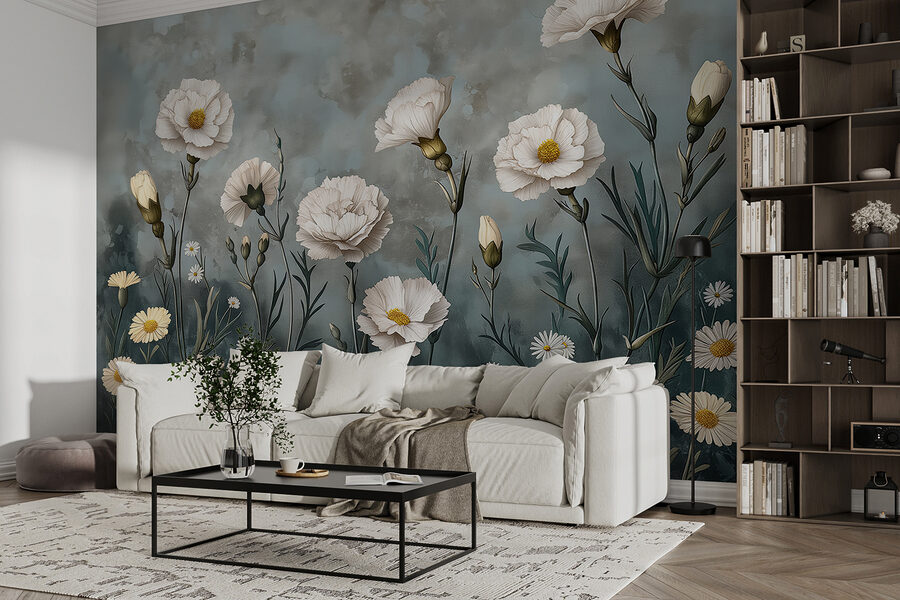 Peinture de fleurs blanches