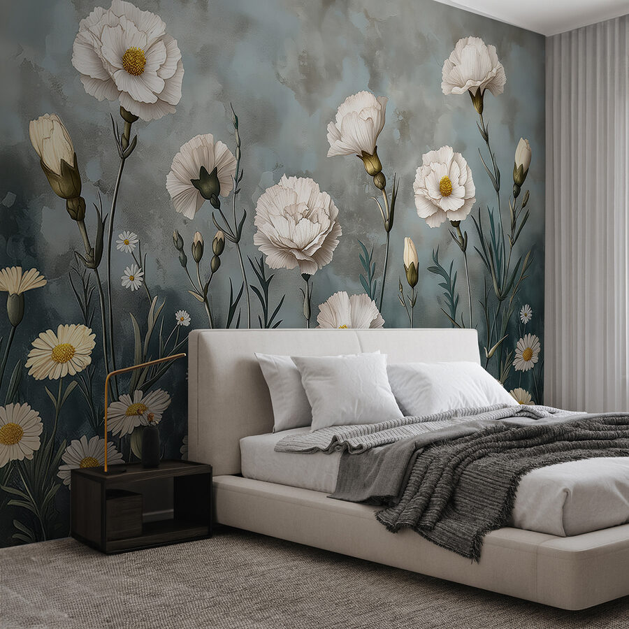Peinture de fleurs blanches