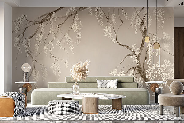Branche d'arbre avec des fleurs blanches Branche d'arbre avec des fleurs blanches