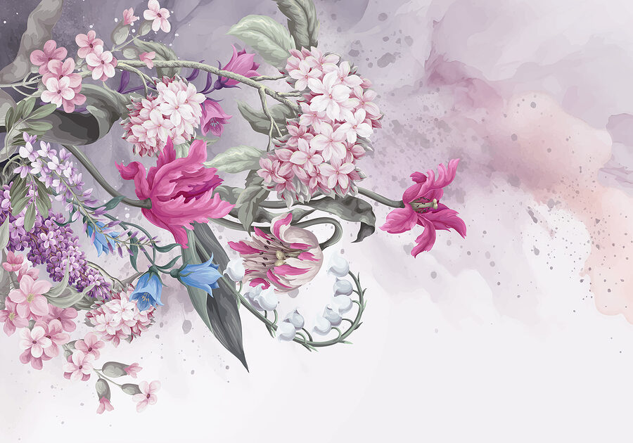 Peinture de fleurs sur fond blanc
