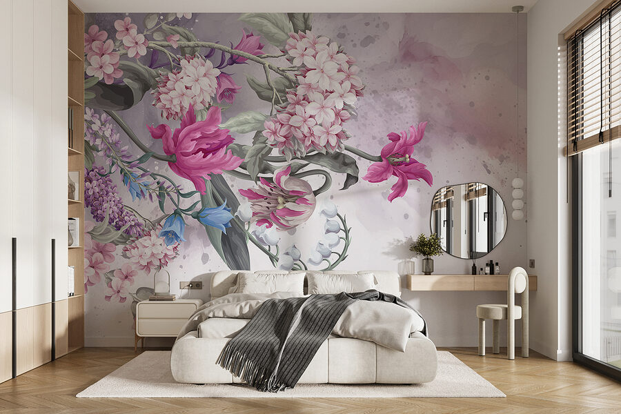 Peinture de fleurs sur fond blanc